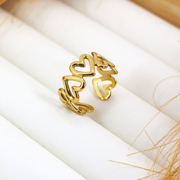 Minimalist Heart Ring - Adjustable Stainless Steel Jewelry - Picture 1 of 2